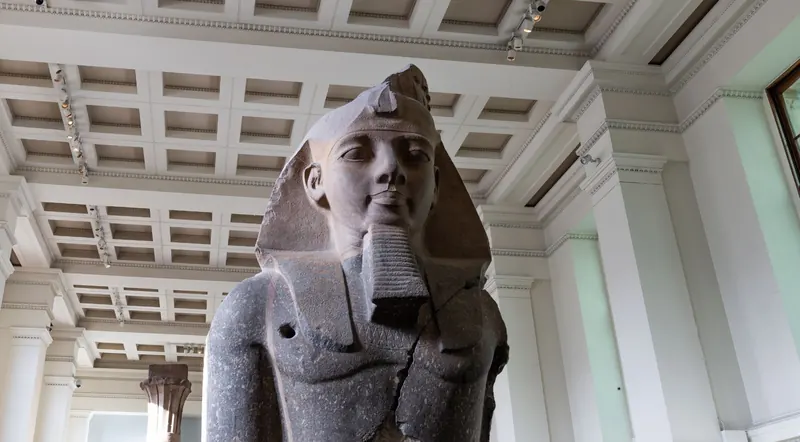 Colossal granite statue of an ancient Egyptian pharaoh